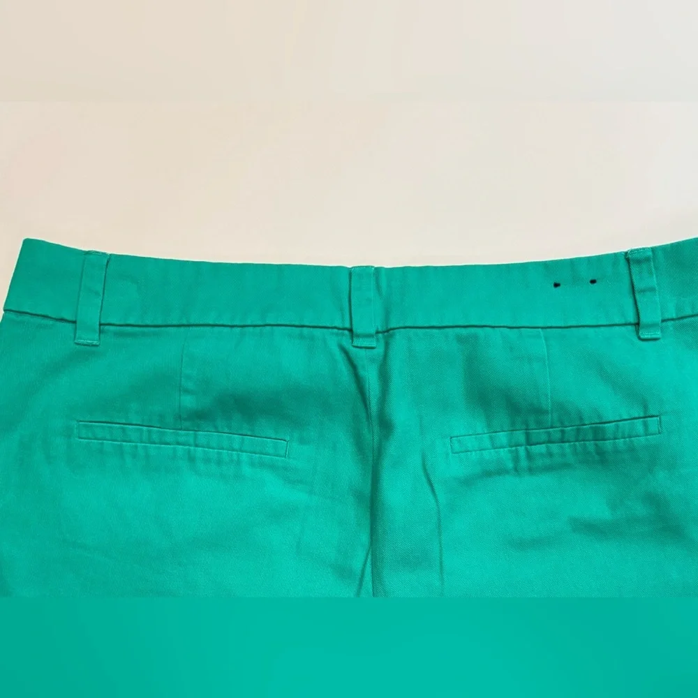 J Crew Scalloped Hem Shorts Green Cotton Preppy Summer Size 10 - Picture 7 of 7